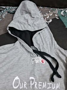 Grey Hooded Long Sleeve Top