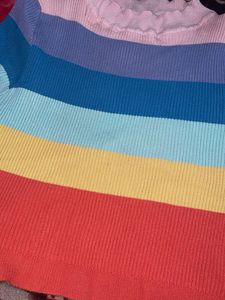 Rainbow Pleated Crop Top