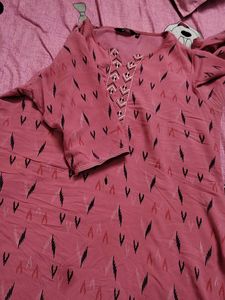 Pink Printed Kurta with blue plazo
