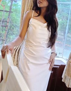 Chic White Ruched Slip Dress