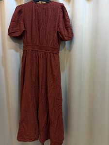 Boho Red Button-Up Midi Dress