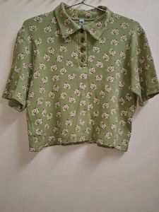 Floral Polo Crop Top