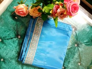 💙Elegant Blue Silk Saree With Blouse 💙