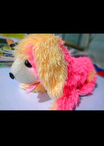 Cute Pink and Yellow Plush Dog Toy