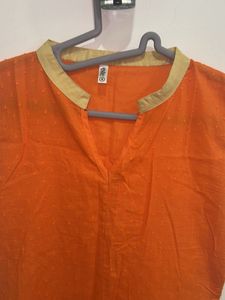 Vibrant Orange Sleeveless Slit Kurta