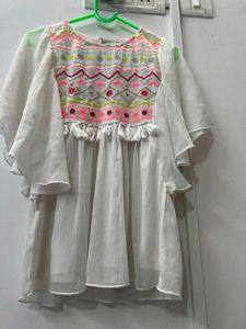 Embroidered kaftan Top with Butterfly Sleeves