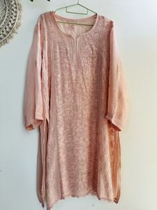 Pastal Nude Authentic Chikankari Tunic Pallazo set