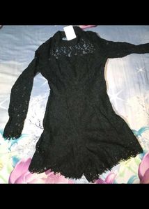 Elegant Black Lace Backless Romper(size: xl,s)