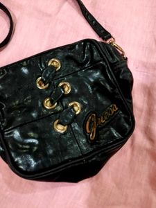 Guess Black Faux Leather Crossbody Bag