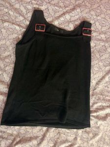 Black Buckle Strap Tank Top