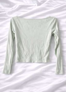 Mint Green Square Neck Long Sleeve Top 💚