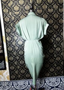 Mint Green Ruched Shirt Dress
