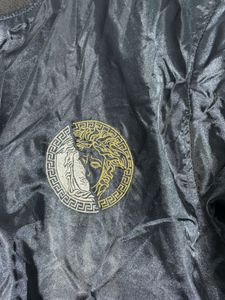 Black Bomber Jacket with Emblem
