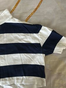 Striped Cropped Polo Shirt
