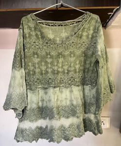 Green Embroidered Top