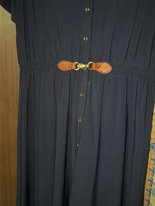 Elegant Navy Blue Maxi Dress with Belt