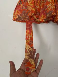 Orange Floral Tiered Dress