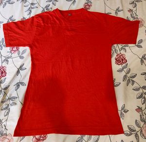 Men's Plain Red Crew Neck T-Shirt