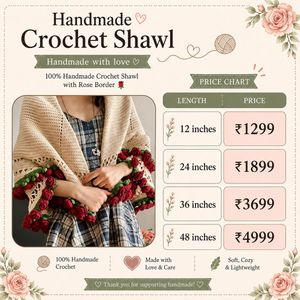 Handmade Crochet Bouquet Rose Shawl/Wrap