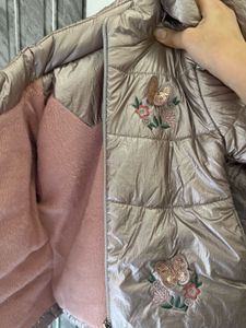 Girls Puffer Jacket with Butterfly Embroidery