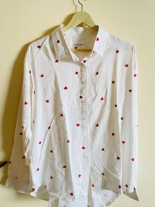 viral Heart Print White Shirt