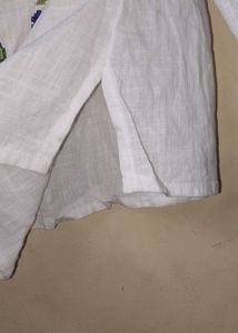 Embroidered White Blouse with Floral Design