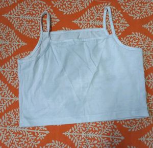 White Spaghetti Strap Crop Top
