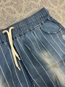 Striped Denim Shorts