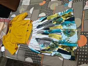 Chic Yellow Top and Floral Skirt Set