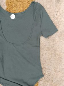 Ribbed Scoop Neck Bodysuit
