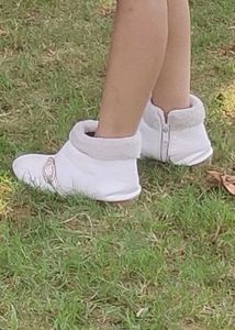 white fur boots