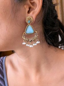 Elegant Blue Stone Dangle Earrings
