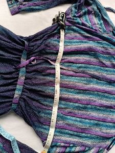 Vintage Striped Maxi Dress with Belt