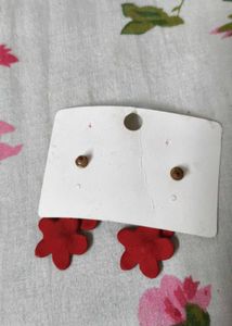 Chic Red Flower Drop Earrings