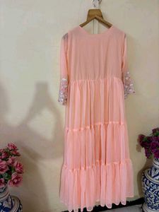 brand new Peach Embroidered Anarkali Kurta Set