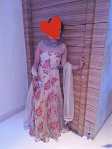 Golden Ethnic Gown With Dupatta