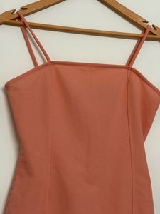 Coral Spaghetti Strap Mini Dress