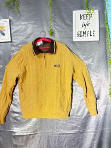 Men's Yellow Textured Knit Sweater