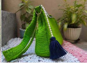 Handmade Green Crochet Sling Bag