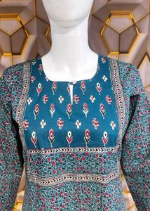 Cotton blue Printed Kurti