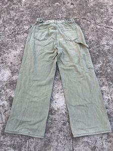 Green Wide Leg Cargo Jeans