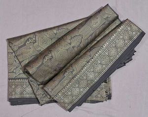Elegant Grey Woven Silk Saree