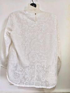 Elegant White Lace Ruffle Top