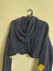 Navy Blue "90s Kid" Cropped Hoodie