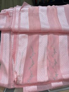 Elegant Pink Striped Saree