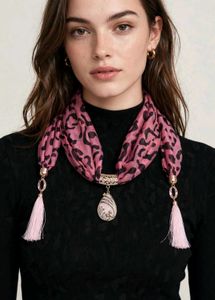 Chic Scarf with Pendant & Tassels