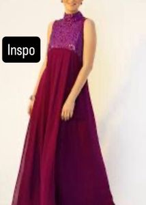 Elegant Purple Sequin Halter Dress