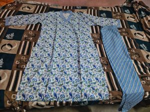 Blue Paisley Print Kurta Set