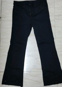 Black Flare Jeans with Rhinestone D