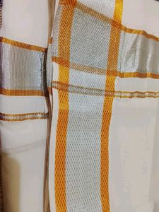 Brand New Dhoti with Gold &amp; Silver Border